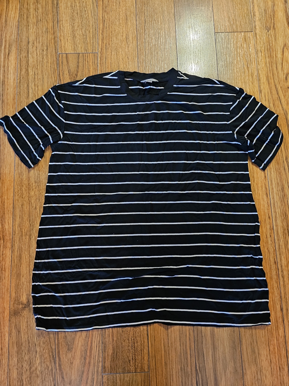 Thyme Maternity Black and White Striped Short-Sleeve Crewneck Tee